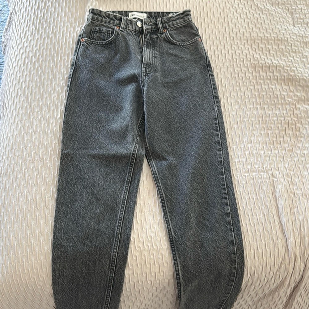Zara Women's Straight Leg Jeans - Dark Gray